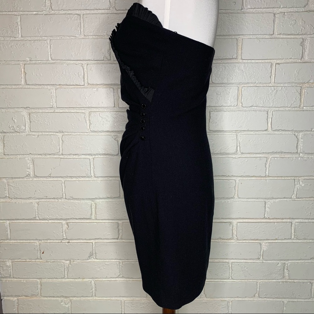 Paul & Joe's Strapless Black Wool Crepe Cocktail Mini Sweetheart Dress Women 6 - Picture 4 of 14
